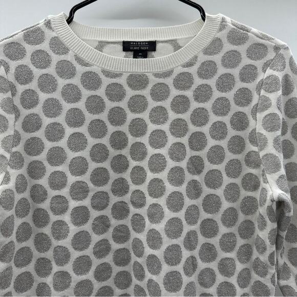 Halogen x Atlantic Specific White & Silver Glitter Long Sleeve Sweater Size M - Picture 3 of 10